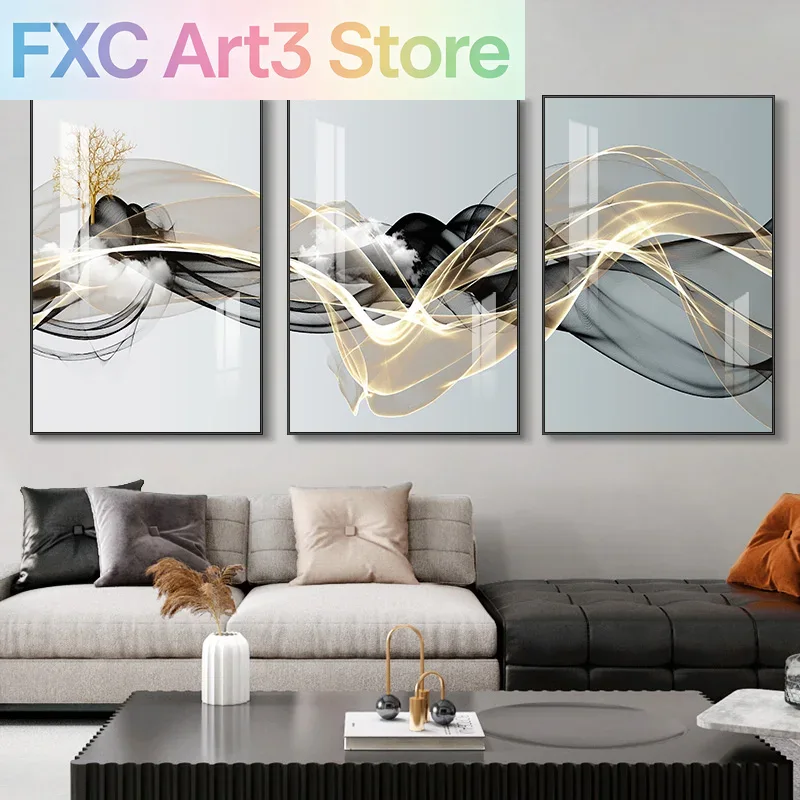 Abstract Canvas Set - 3 adet/takım çerçevesiz 3 İskandinav Lüks
