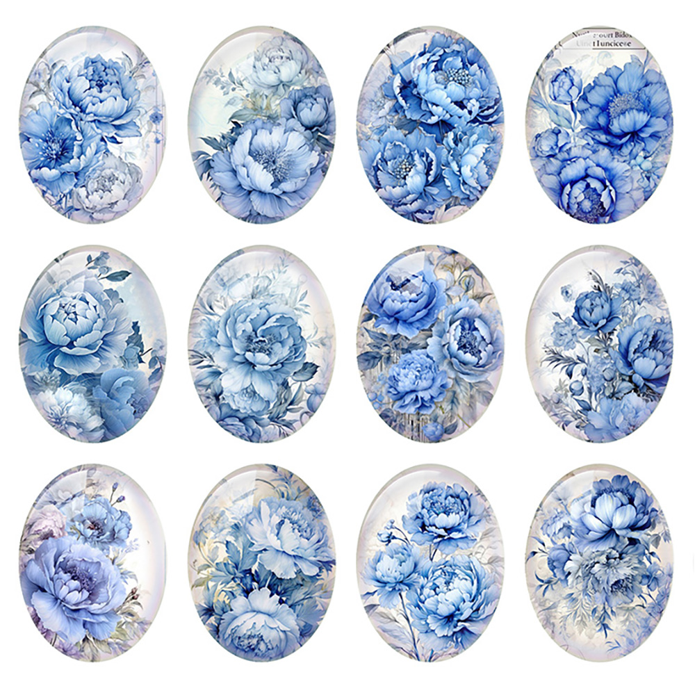 Vase Decor - Rastgele Karışık Yuvarlak/Oval/Kare Mavi Şakayık Çiçeği