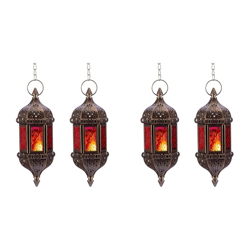 Candle Holder Decor - AB34-4 Adet Asılabilir Altıgen Şeklinde Dekoratif