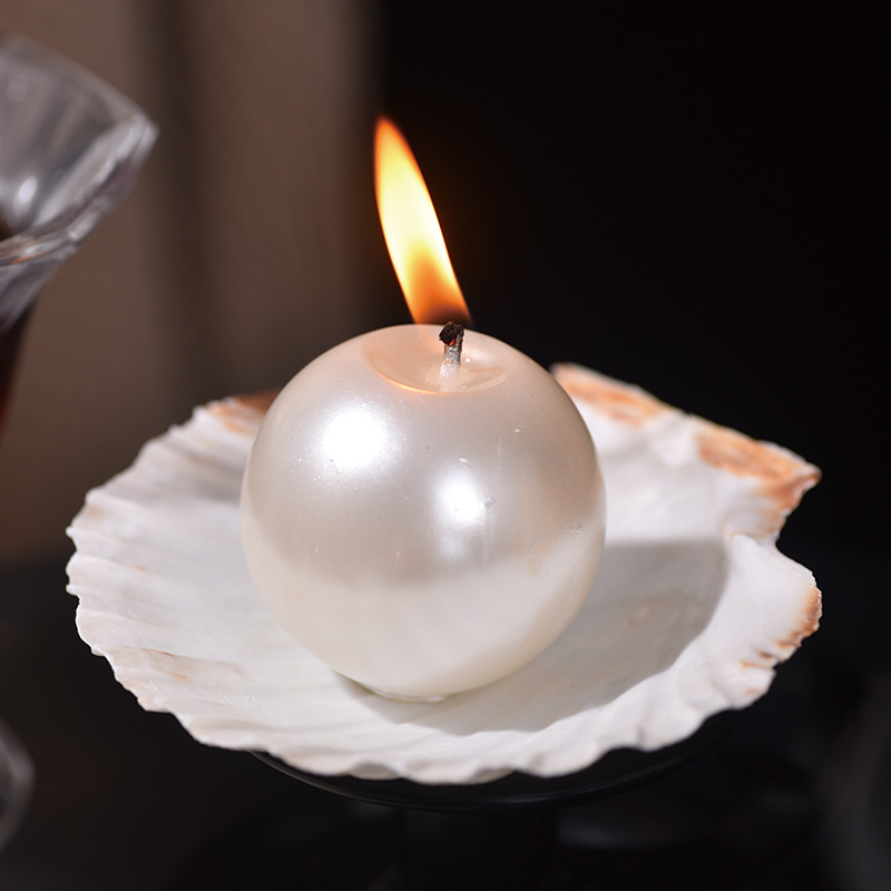 Candle Holder Decor - Zarif İnci Top Mumlar, Deniz Kabuğu