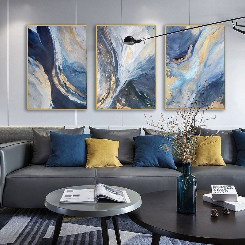 Abstract Canvas Set - 3 adet/takım Modern Soyut Tarzı Altın