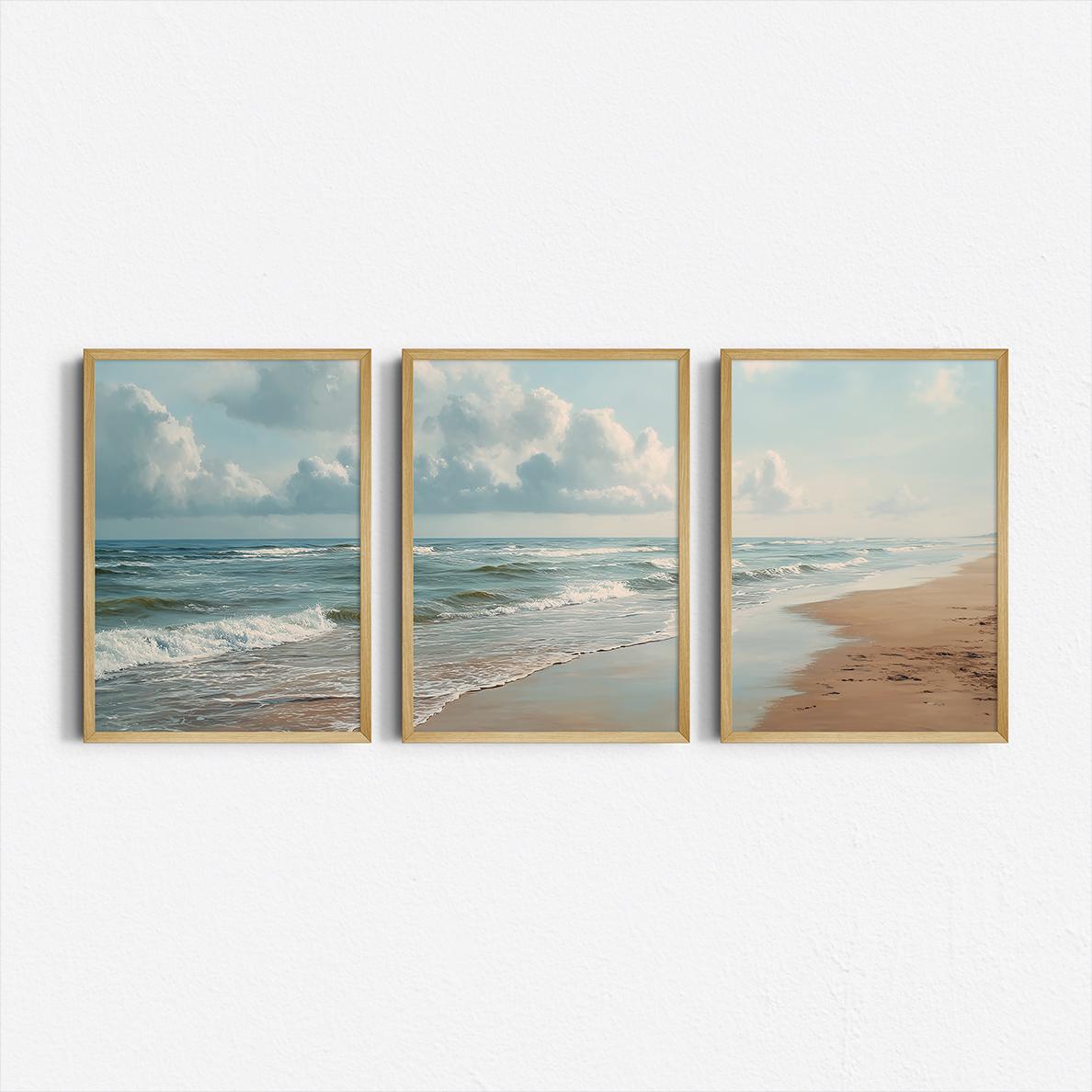 3'lü set Okyanus Plajı Triptik - Abstract Canvas Set incelemesi ve fiyatı